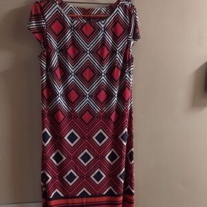 Geometric Red and Black Dress